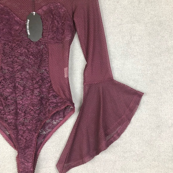 Honeypot dark plum Lace Bodysuit Lingerie One Piece Romantic size M - Picture 3 of 10